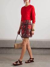 Falda irregular con estampado floral retro